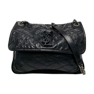 YSL NIKI 黑色油蠟皮中號 肩背包