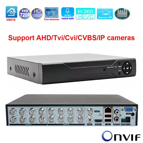Digital Video Recorder 16 Channels 1080N Hybrid DVR NVR Xmeye App For CCTV Analog AHD 1080P IP Camer
