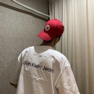 Unisex ORIGINAL Calvin Klein 100% Man Short sleeve shirt men Round neck woman Loose Summer White tsh