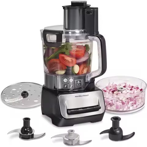 Hamilton Beach Stack & Snap Food Processor and Vegetable Chopper, 14 Cup + 4-Cup Mini Bowls,3-Speed