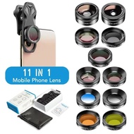 Apexel 11 in 1 HP Lens | Apl Dg11 camera Phone Lens Kit Wide Angle Macro Full Color/Grad Filter CPL ND Star Filter for All Mobile Phone Accessories | Suitable For Samsung Vivo Realme Redmi Sony iPhone Huawei Xiaomi Phones