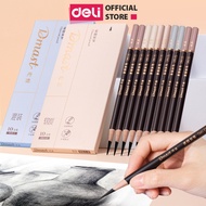 Bộ Bút Chì Phác Thảo Dmast Deli - Bút Chì Lõi Carbon Hộp 10 Chiếc Nhiều Độ Cứng Mềm Vẽ Chuyên Nghiệp