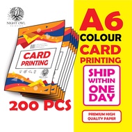 Standard Size Card Printing A6 Size 200pcs, 260gsm artcard, 310gsm artcard, 250gsm ivory card, 300gs