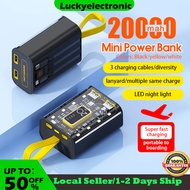 【CCC Certification】Mini Powerbank Built-in 3 Cables 20000mah Large-Capacity PowerBank Transparent Co