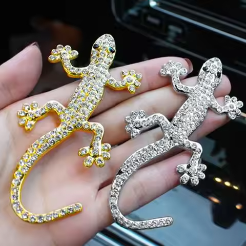 3D Rhinestone Diamond Lizard Gecko Car Sticker Decoration Badge Emblem Car-Styling Crystal Creative