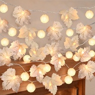 3 Pack 60 LED Pumpkin Lights Fall Decorations - Fall Garland with 3D Pumpkin Enlarged Maples Leaf Ba