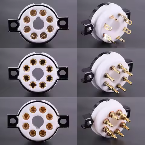 1Piece EIZZ NEW 8Pin Tube Socket Golden Plate Copper Pin For KT88 KT66 EL34 6SN7 5881 6V6 5U4G 6550 