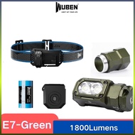 WUBEN E7 TYPE-C Recheargeable Headlamp 1800 lumens Lightweight Protable Flashlight(Army Green-6500K)