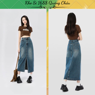 (CV410) Chân váy chữ A kiểu váy jean dài lưng cao xẻ tà phong cách trẻ trung JEAN ZY