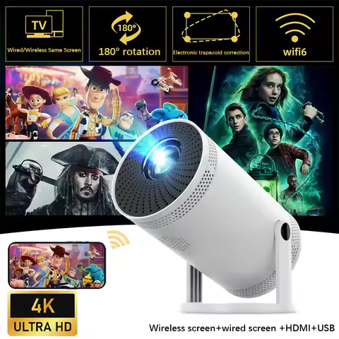 New FY300 Mini Portable Projector Support 1080P Video Decode Dual WiFi BT 5.0 Outdoor Home Theater V