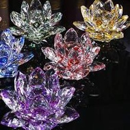 1PC Crystal Lotus Center Ornament Temple Living Room Office Desk Jewelry Cabinet Car Decoration Smal
