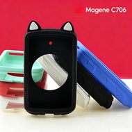 Silicone Protective Case for Magene C706 GPS Bike Computer, Anti-Scratch Cat Ear Cover with Screen P