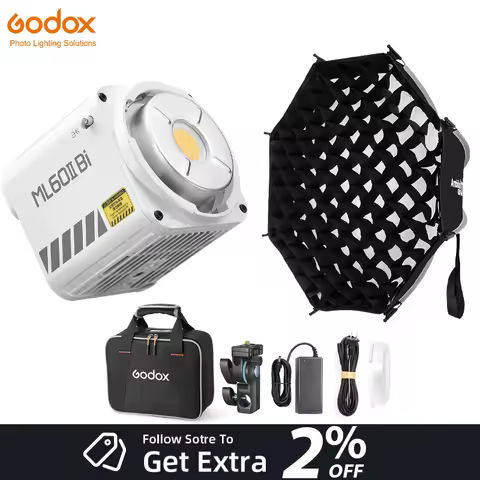 Godox ML60II BI LED Light & Q3 40/60cm Softbox Bi-color 2800K -6500K LED Video Light SA-GD Speed Rin