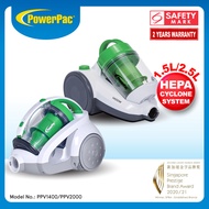 PowerPac Bagless Vacuum Cleaner, Cyclone Vacuum Cleaner with HEPA Filter 1400 / 2000 Watts (PPV1400/PPV2000)