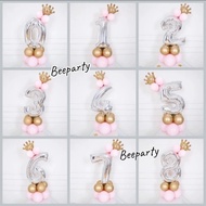 Limited Stock - [besty_mart3] 80cm jumbo number balloon package Crown - Silver, 3