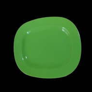 Piring plastik melamin warna hijau polos persegi panjang 1 lusin
