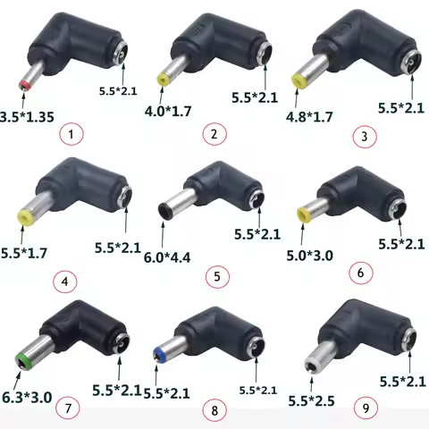 DC 5.5 x 2.1 Female Jack Power Adapter to 3.5x1.35/4.0x1.7/4.8x1.7/5.5x2.1/5.5x2.5/6.3x3.0/6.0x4.4mm