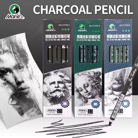 Marie's Sketch Charcoal Pencil Set Soft/Neutral/Super Soft Drawing Pencil Professional Art Supplies