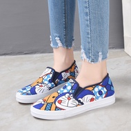 Ready Stock Korean Comfy Sport Shoes Hello Doraemon School Girl Loafer Shoes Summer Canvas Sneaker