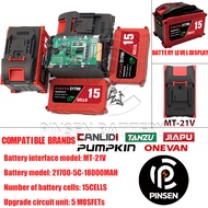 PINSEN 21V-5C 5/10/15เซลล์ 21700 แบตเตอรี่ ความจุแบตเตอรี่ลิเธียมสำหรับ MAKITA JIAPU TANZU