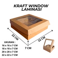 (1 PCS) 7 CM HEIGHT LAMINATED KRAFT WINDOW CAKE Box UK 16 CM, 18 CM, 20 CM, 22 CM / Laminated Kraft 