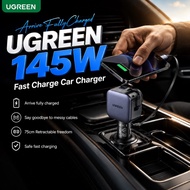 UGREEN 145W Car Charger PD60W Fast Charge USB-C Retractable Cable for Laptop Phone Tablet