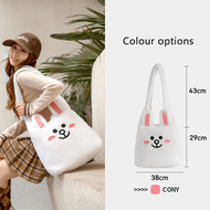 100% Authentic Line Friends Plush Crossbody Bag Soft & Comfortable Cony Female Cartoon Large Capacit