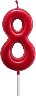 NEWCANDLE Red Birthday Candles 8 Candle 8th Eight Years Cake Bady Roman Numberal Cool Number Candle