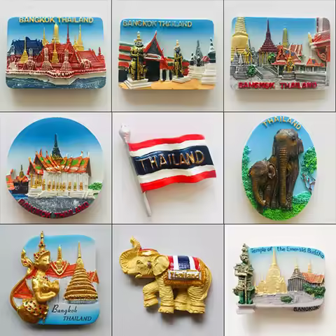 Thailand Fridge Sticker 3d Stereo Bangkok Phuket Jade Buddha Temple Grand Palace Tourist Souvenir Re