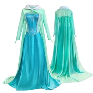 S-4XL Plus Size Elsa Blue Princess Dress Halloween Snow White Costume Elsa Queen Costume Costume
