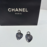 閒置新品CHANEL黑色logo菱形垂墜耳環
