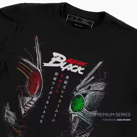 Kamen Rider Black VS Shadow Moon Japanese Anime Men's Short Sleeve Tshirt Graphic Tees