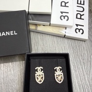 全新香奈兒chanel  cc logo 耳釘 盾牌耳環