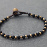 瑪瑙石串珠手鍊黃銅簡單黑色石頭編織手鍊