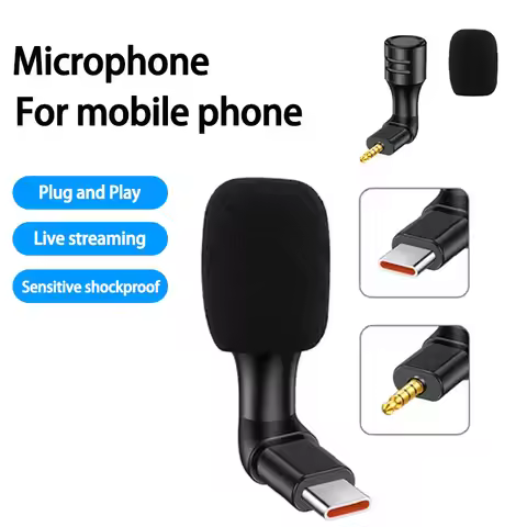 Mini 3.5mm Jack Type-C Microphone Stereo Mic For Recording Mobile Phone Studio Interview Microphone 