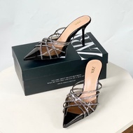 HITAM Zara Black Heels Sandals | Zr Party Sandals | Branded Shoes
