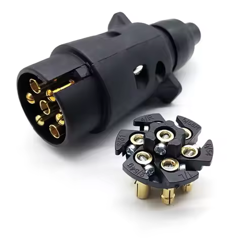 Trailers Plug 7-Way Socket 7-Way 12V Trail Connector Plug Way Round Standard European Car Plug Socke
