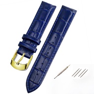 Bordele นุ่ม เสื้อท่อนบน ชั้น Cowhide สายนาฬิกาผู้ชายแท้ หนัง ผู้หญิง สไตล์ 19 20 21 22MM Deep Blue 