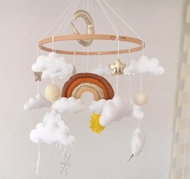 創輝天空彩虹主題移動嬰兒床，毛氈幼兒園裝飾，天氣嬰兒移動床