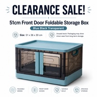 Auntton Foldable Storage Box Blue Black Transparent Plastic Organizer Box 51 x 36 x 30cm