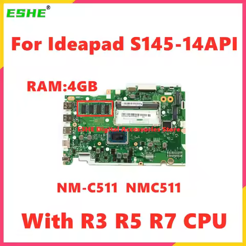 For Lenovo Ideapad S145-14API S145-15API Laptop Motherboard With CPU R3 R5 R7 RAM 4GB 5B20S42785 NMC