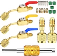 Mudder 21 Pcs A2L R32 R454B HVAC Adapter Kit, 1/4" LH Female to 1/4" SAE Male Refrigerant Fitting Se