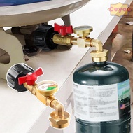CEYOU Propane Refill Elbow Adapter, Easily Opening Universal Propane Tank Adapter,  with Tank Gauge 