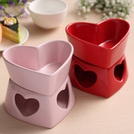 Love Shape Ceramic Chocolate Fondue Set Fondue Dipper Cheese Hot Pot Bowl Melting Bowl Tray Home Kit