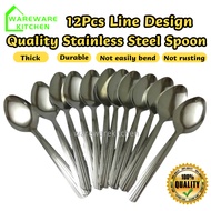 [MURAH] 12pcs Stainless Steel Spoon Spoon Set Cutlery Sudu Makan Sudu Mamak Sudu Gerai Makan Sudu Set