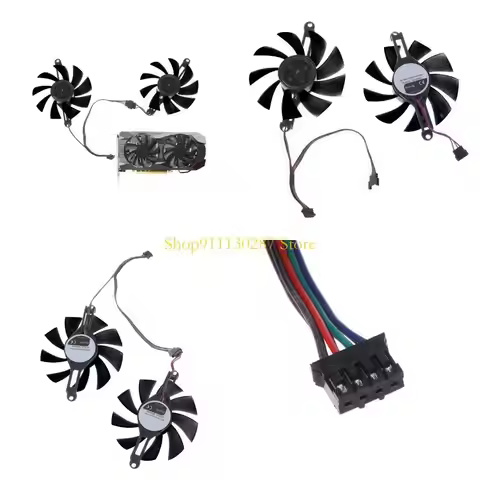 J1HC 1Pair 80mm/3.15in Original VGA Fan Graphics Card Cooling Fan for Radeon RX 580 RX5500 XT 4 Pin 