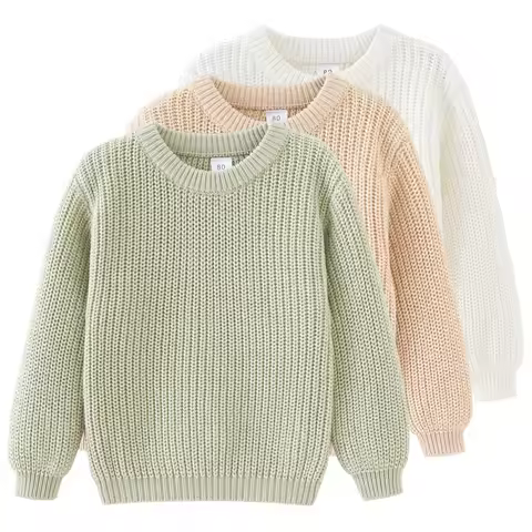 1-6 Years Girls Sweater Pull Over Boys Solid Green Colour Undershirt Spring Tops For 1 2 3 4 5 6 Yea