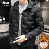 JEEP SPIRIT 羽绒服男冬季加厚保暖外套男款冬装衣服男休闲百搭上衣 YYS8205 黑色 3XL