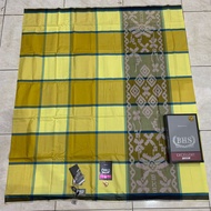 BHS Excellent Silver Woven Sarong with Old-School Flower and Checkered Motif, Full Songket