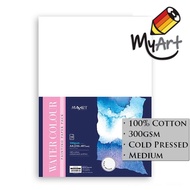 MayArt Watercolour Paper Pack 300gsm 100% Cotton Cold Pressed (Medium Common) A2 A3 A4 Myart